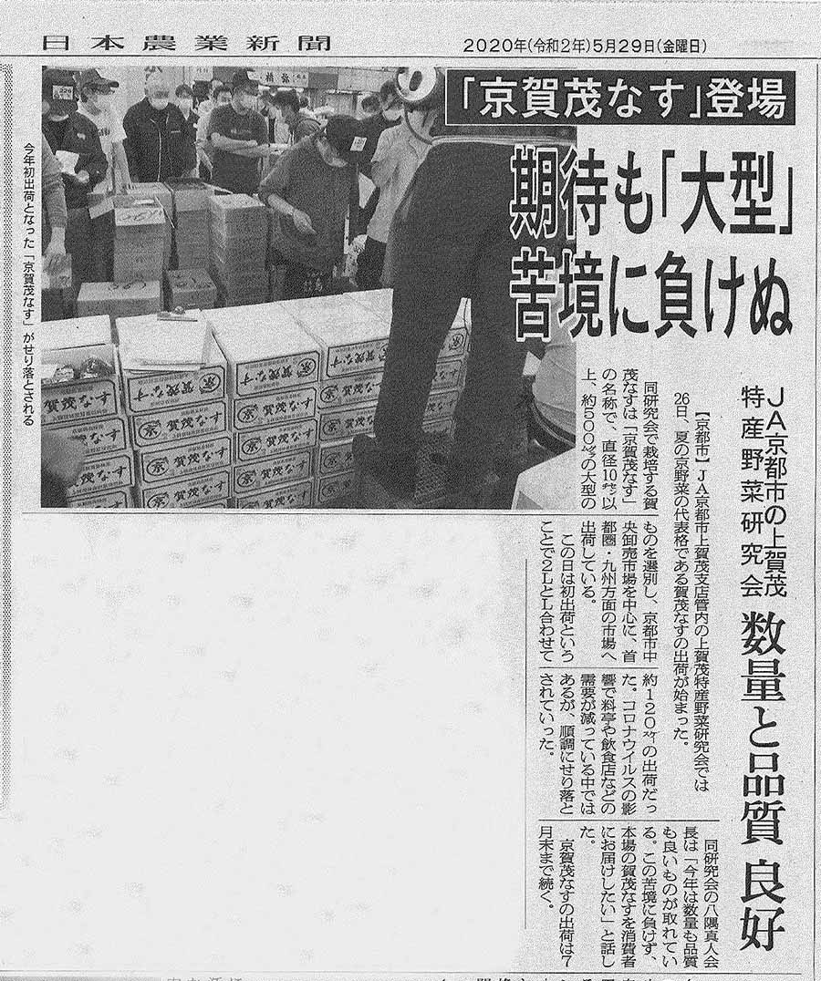 日本農業新聞（2020年5月29日）